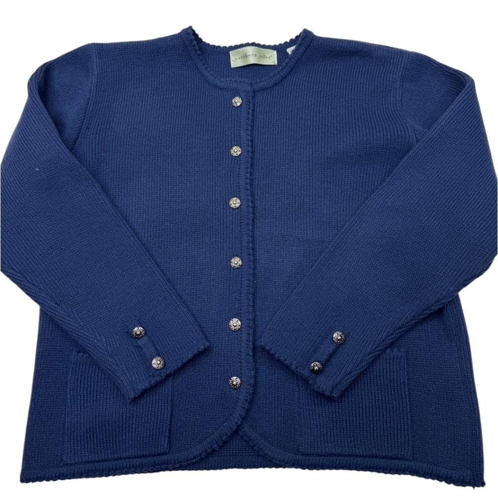 Northern Isles Navy Blue Knit Button Cardigan